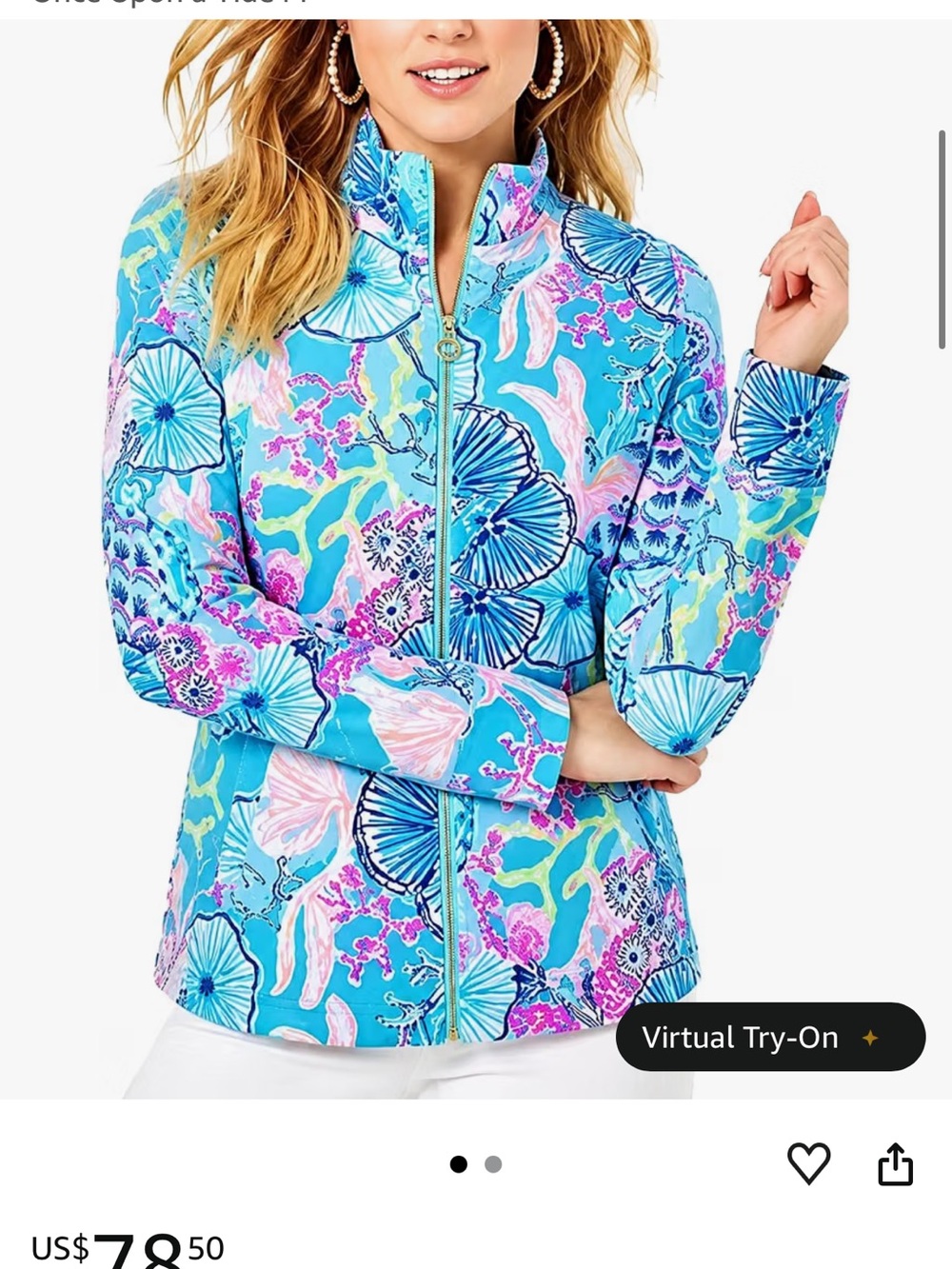 Lilly Pulitzer Blue Multi Floral Zip Rash Guard - Picture 3 of 3
